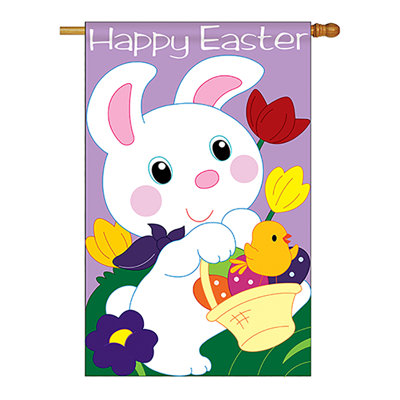 Mélange de polyester 2 côtés 40 x 28 po de lapin spring spring drapeau maison