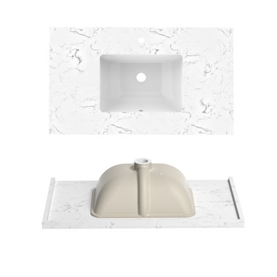 Plan de toilette en pierre reconstituée de 91 cm (36 po) avec lavabo rectangulaire encastré en céramique pour meuble-lavabo standard