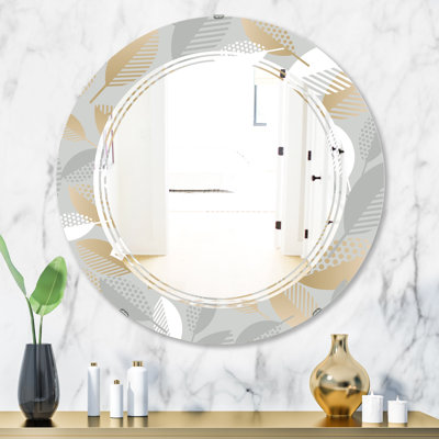 Triple C Luxury Geometric Fall Leaves Modern Wall Mirror