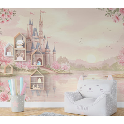Princess Castle Wall Graphics Peel And Stick Room Wallpaper Nursery Self Adhesive Removable Nursery Wall Decor Mural 