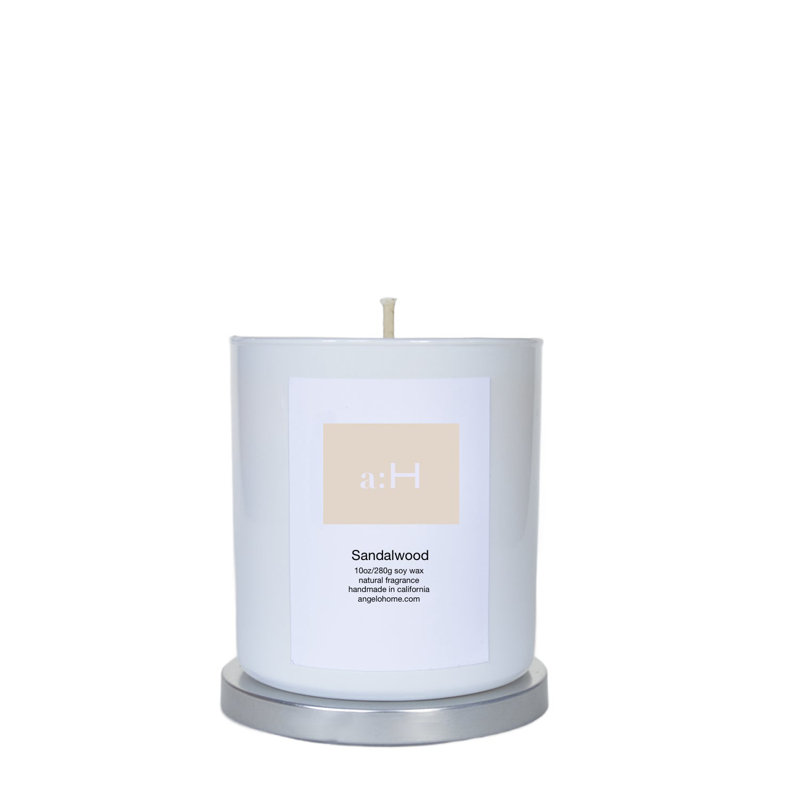 Amber Sandalwood Scented Single Candle in White Tumbler