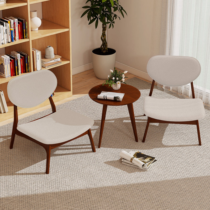 Ensemble de 2 chaises d'appoint avec chaises d'appoint et cadre en bois massif, Beige