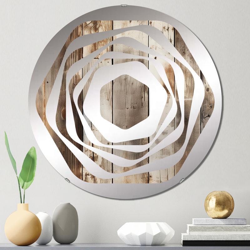 Rustic Farmhouse Weathered Planks - Amorphe Decorative Mirror, 23.6" x 23.6"