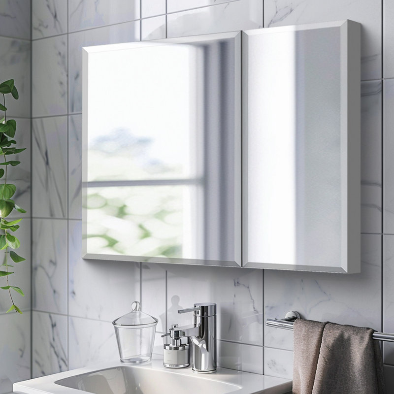 Armoire à pharmacie 30 po x 26 po avec miroir à fixation en surface ou espace de rangement encastré en aluminium
