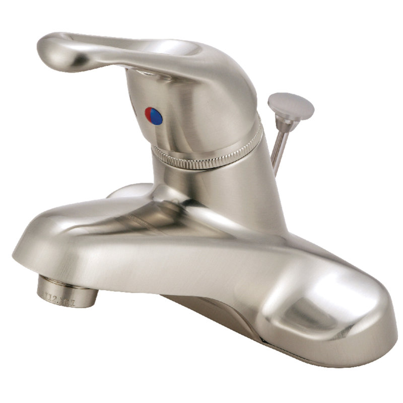 Kingston Brass Wyndham Single-Handle 3-Hole Deck Mount 4" Centerset Bathroom Faucet with Brass Pop-Up