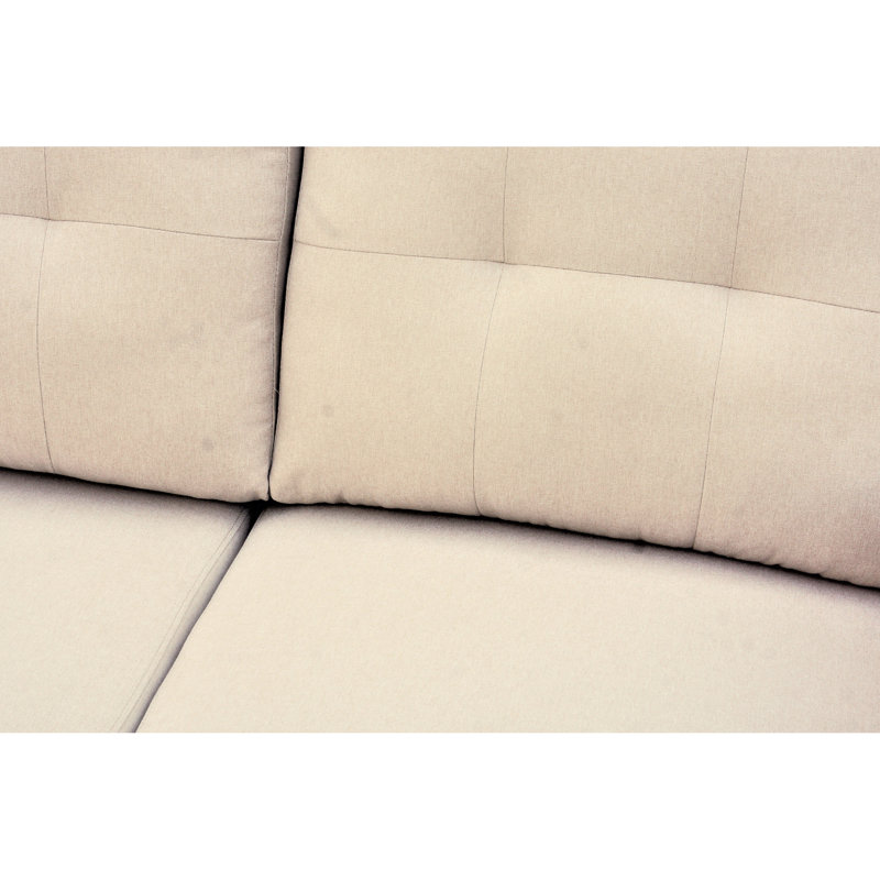 Lit convertible en forme de L, beige pour les petits salons, 3 sièges, canapé-lit modulaire, Polyester beige