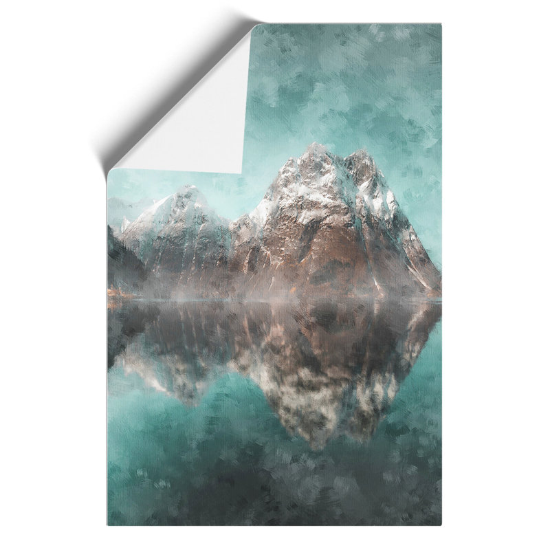 Mountain Reflections in Norway Painting - Frameless Print, 30cm H x 21cm W x 0.1cm D