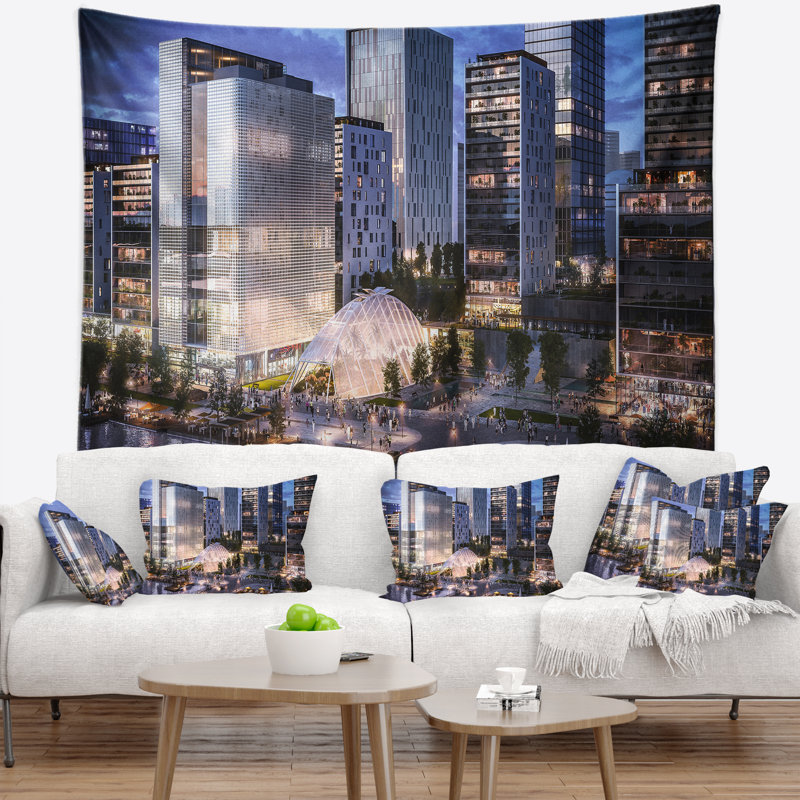 Tapisserie cityscape résidentielle complexe, H 50 po x l 60 po