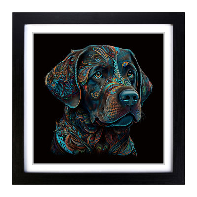 Labrador Retriever Paisley Art - Single Picture Frame Print on Wood