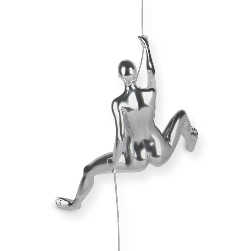 Handmade Modern People Wall Decor on Resin, Silver