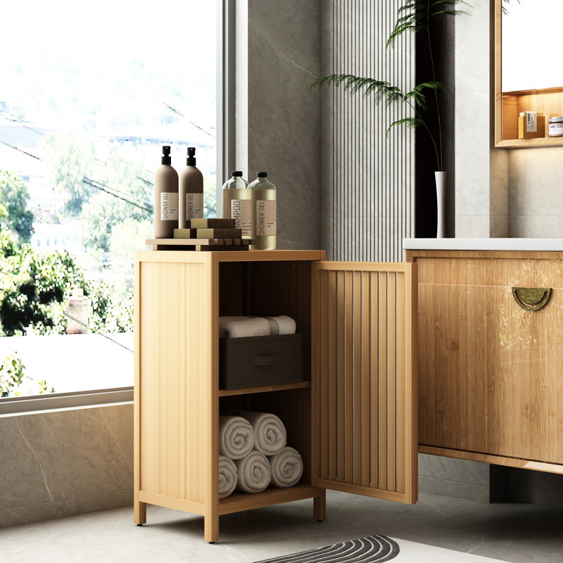 Armoire de rangement en bambou avec tablette et ensemble anti-basculement Rinvkora