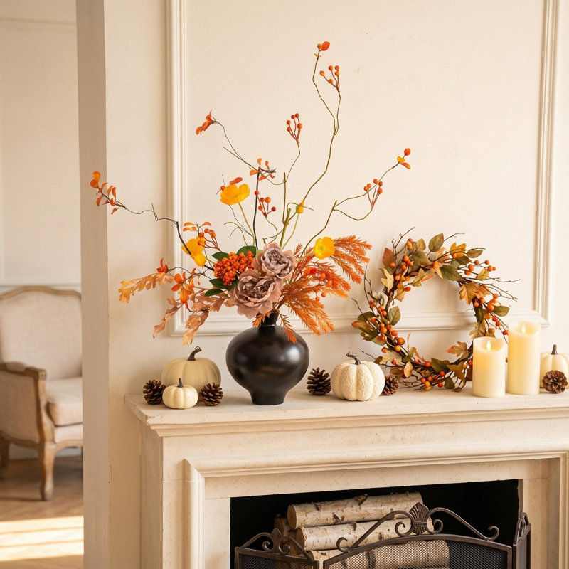 Composition florale artificielle d'automne