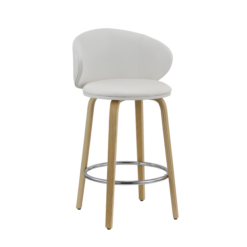 Tabouret en polyuréthane 26 po, Bois / Argent, Blanc