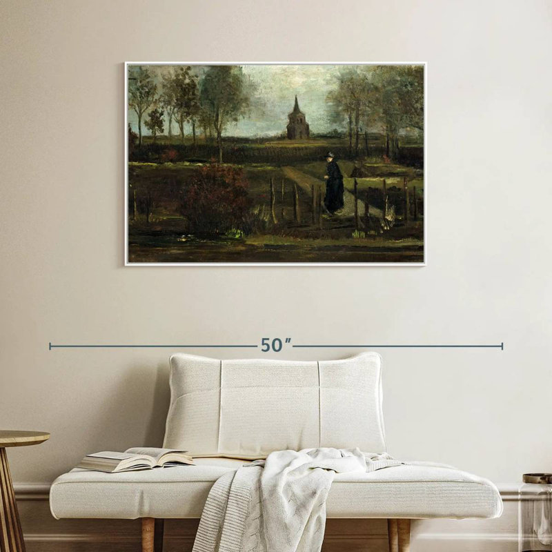 Le jardin Parsonage à Nuenen, 40 po x 27 po, Cadre flottant blanc