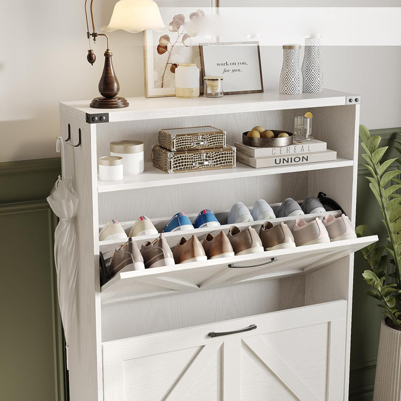 Shoe Cabinet With Open Storage Space