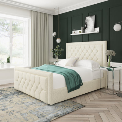Maple Chenille Upholstered Ottoman Bed Frame