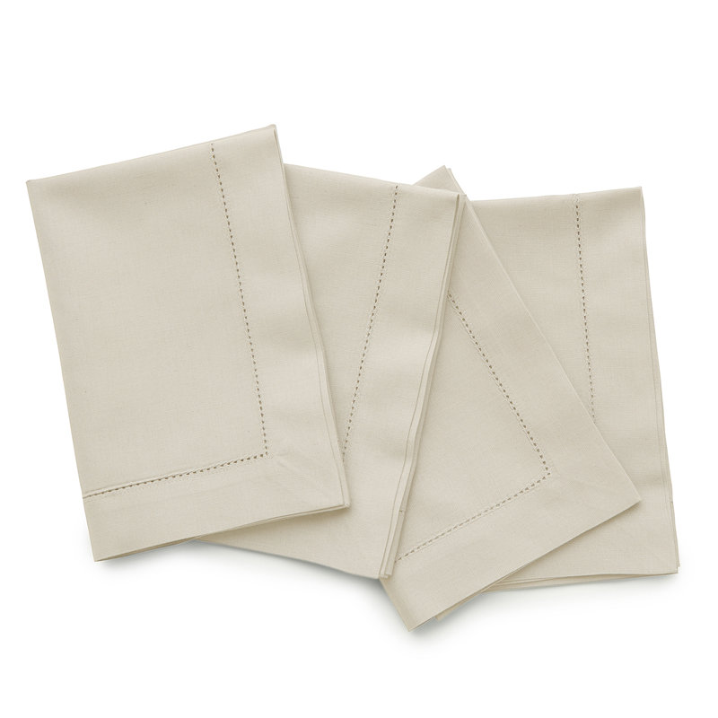 Cotton Linen Hemstitch Dinner Napkins, Linen