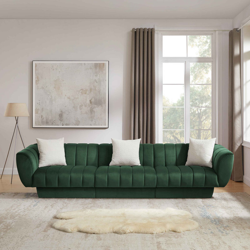 Canapé Chesterfield Siniya, H 30,3 po x l 122,8 po x P 34,2 po, 4, Vert