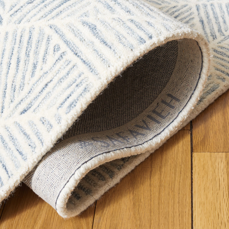 Tapis géométrique en laine tissé à la main 0,8 po Forbestown, Rond 4 pi