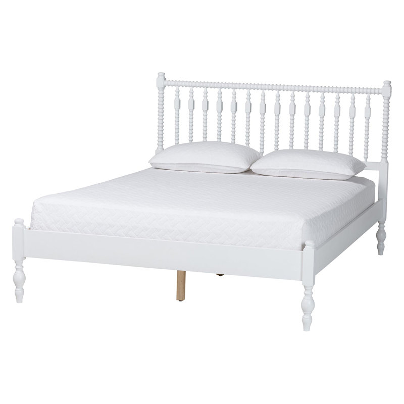 Base de lit Baxton Studio Cherrelle Spindle, Grand lit, Blanc