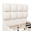 Structure de lit simple en velours avec tête de lit haute, support à lattes en bois, aucun sommier requis, assemblage facile, beige-133673712-133673713