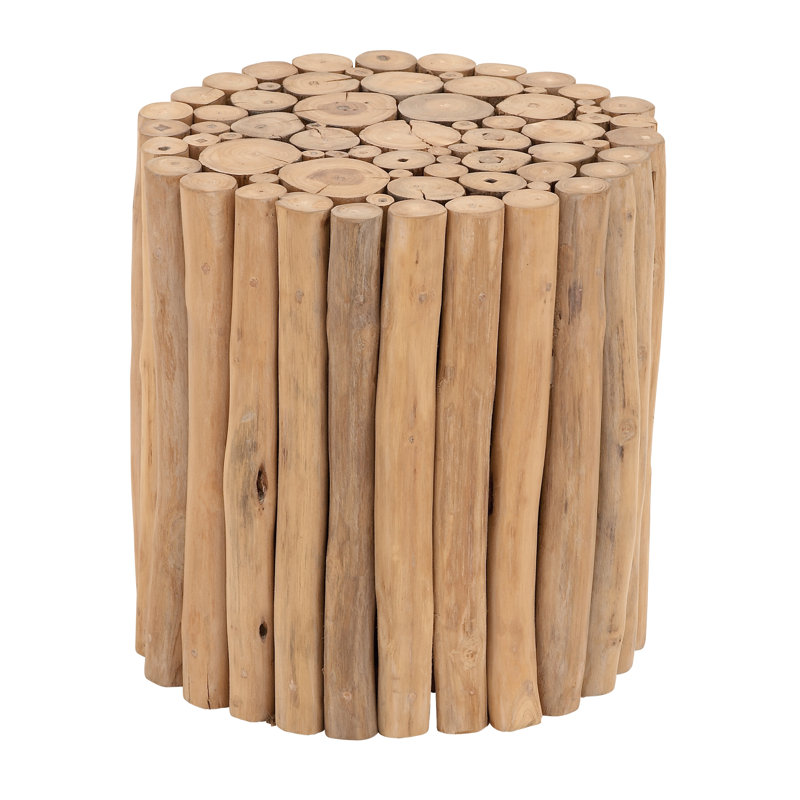 14" x 16" Brown Teak Wood Rustic Accent Table