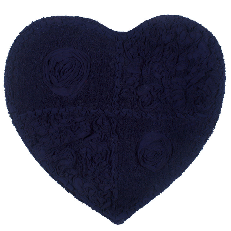 Schoenberger Heart Shape Bath Rug 25"x25", Navy Blue