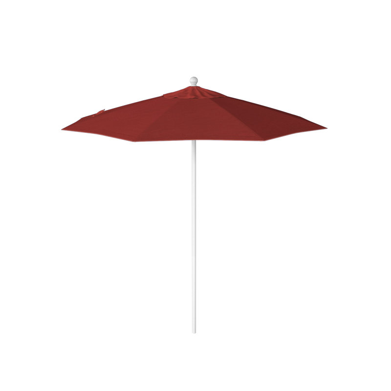 Parasol de marché 90 po Sunbrella, Blanc mat, Toile Sunbrella® rouge Jockey