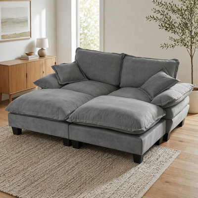 Canapé modulaire inspiré d'un voilier avec repose-pieds mobile