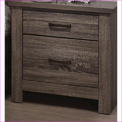 Weathered Grey Contemporary 2-Drawer Wood Nightstand for Bedroom