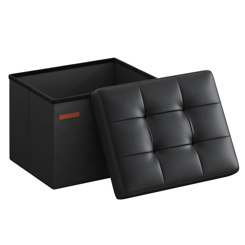 41cm Wide Faux Leather Square Solid Colour Cube Ottoman with Storage