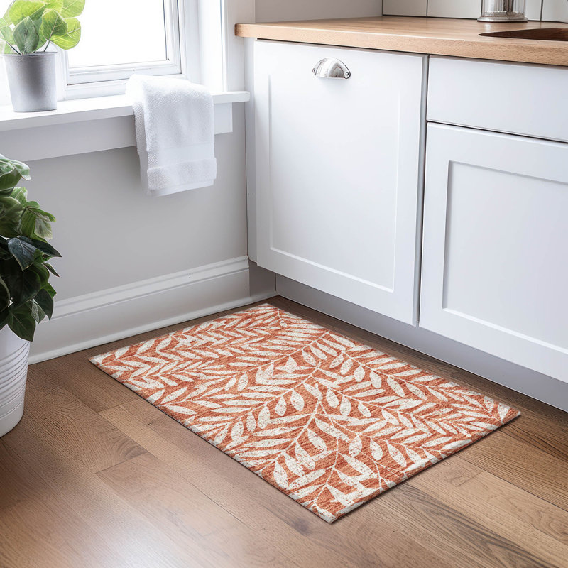 Malek Flatweave Washable Floral Indoor / Outdoor Rug, Rectangle 1'8" x 2'6"