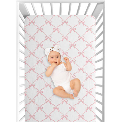 Ballerina and Ballet Bows Muslin 100% Cotton Fitted Crib Sheet by Sweet Jojo Designs