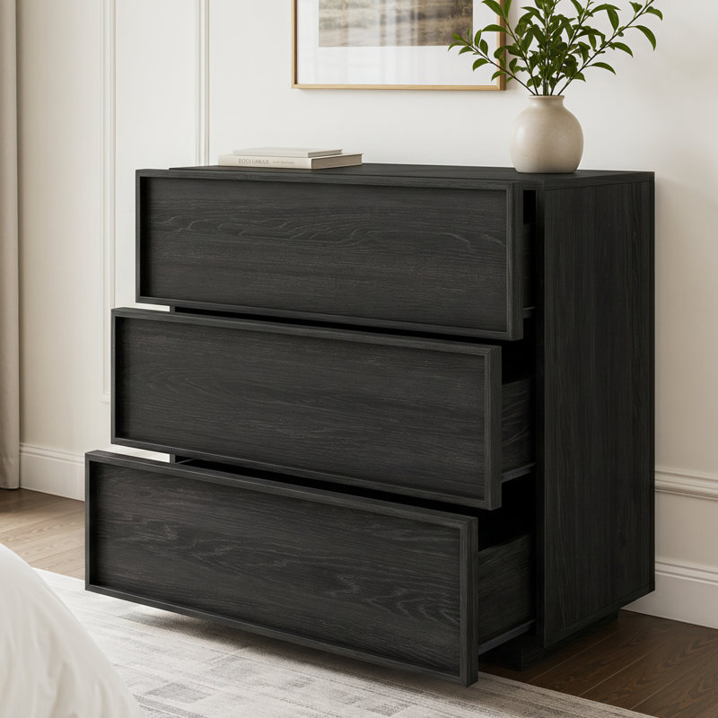 Commode moderne 3 tiroirs Abbate, Noir