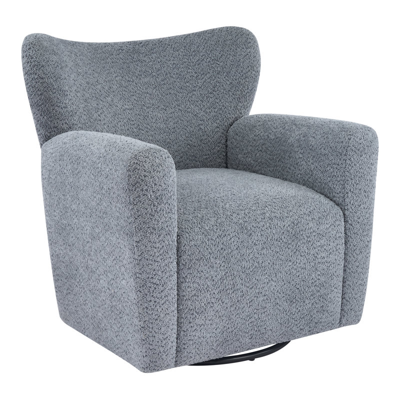 Vireo Contemporary Modern 360° Swivel Wingback Chair, Dusty Blue