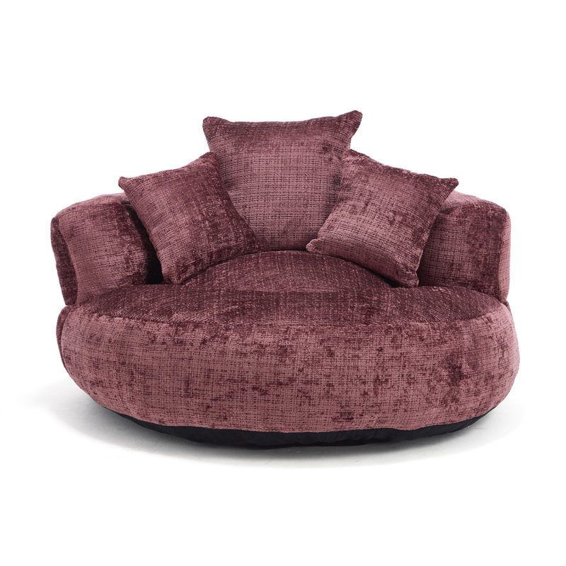 Jaquarion 42.52'' Wide Chenille Barrel Chair, Wine Red Chenille