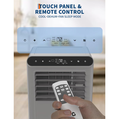 Unité de climatisation portable 10 000 BTU - Climatiseur portatif efficace avec fonctions de refroidissement, déshumidificateur et ventilateur, télécommande, minuterie 24H, pour le bureau à domicile et la chambre à coucher jusqu'à 450 pieds carrés (gris et noir)