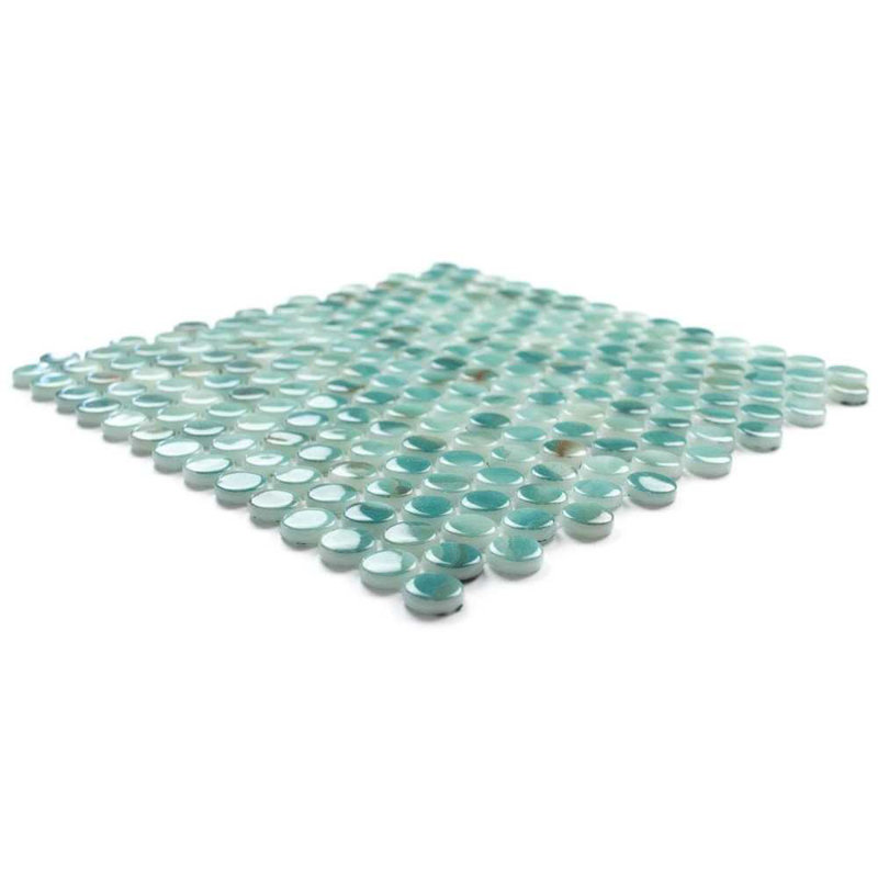 Eterna Penny 12"x12" Recycled Glass Mosaic Tile, Turquoise
