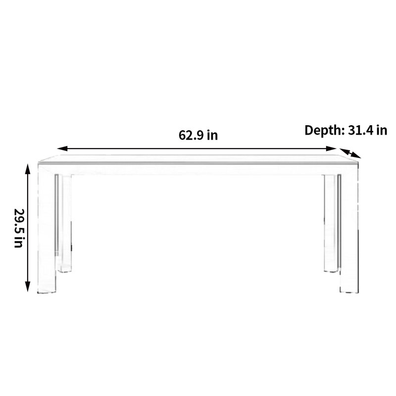 Table de salle à manger minimaliste et pratique, H 29,5 po x L 62,9 po x l 31,4 po