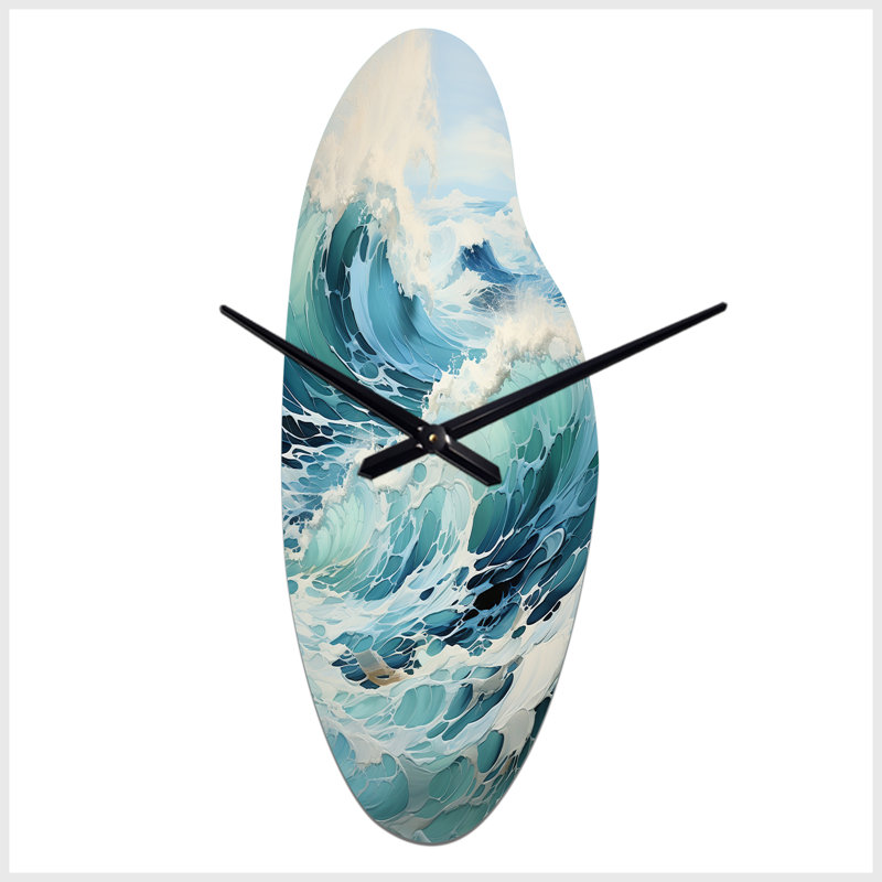 Horloge murale Laudenslager Watercolor Storm Coastal Ocean II - Ocean, Grand