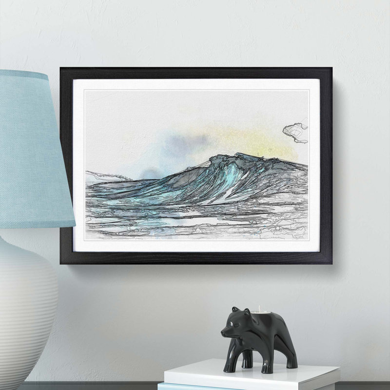 Wave View in Abstract - Picture Frame Graphic Art Print, 40cm H x 60cm W x 2cm D, Black