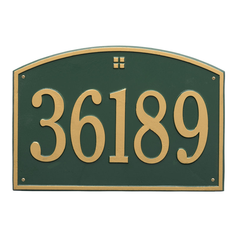Plaque d'adresse murale 1 ligne Cape Charles, Vert et or, Oui