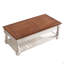 Table basse à plateau relevable rétro avec rangement pour le salon, compartiment caché et tablette inférieure, finition espresso et blanc vieilli-1758874986