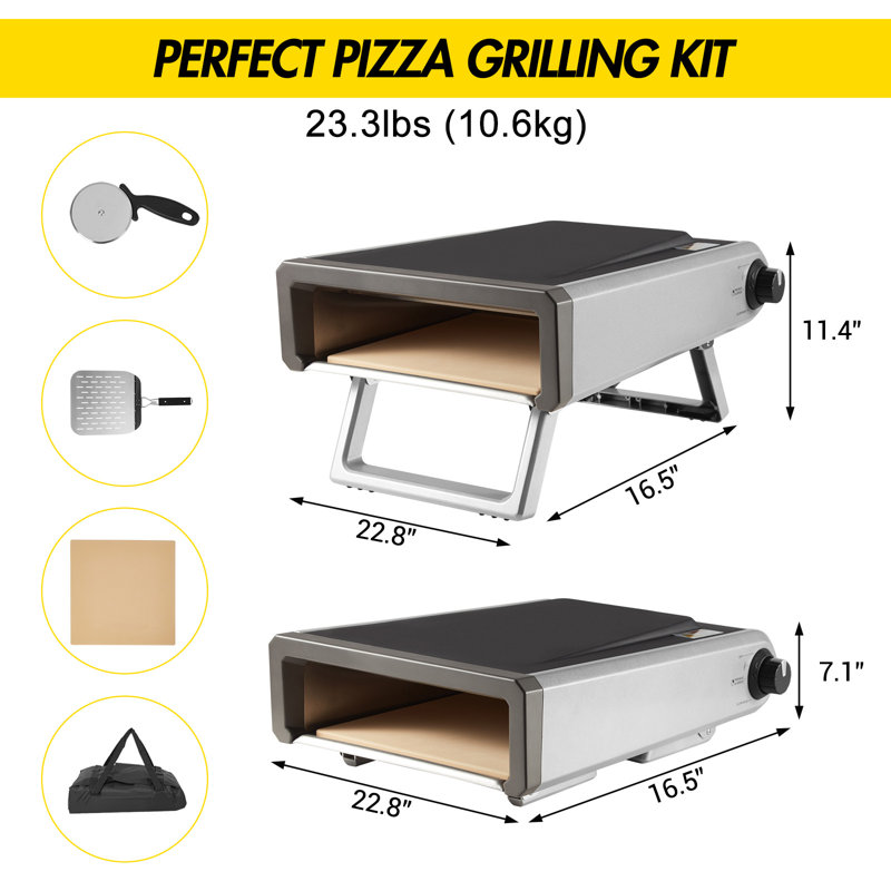 12 in Pizza Oven, Kitchen Appliances, Portable Wood Fire Pizza Oven, Outdoor Electric Pizza Maker with Dough Peel, Artisan Countertop Stove for Indoor Outdoor Camping Home