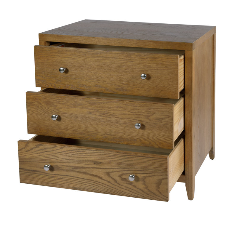  Dana Commode rectangulaire en bois l 3 tiroirs, Naturel
