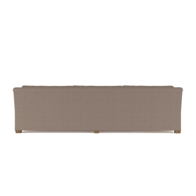 Thompson Rolled Slope-Arm Sofa, 32" H x 96" W x 46" D, Box Weave Linen Pumice, Dark Brown