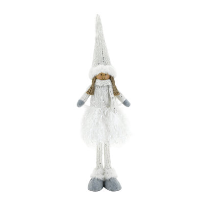 Figurine en peluche ange debout - objet de table de Noël décoratif en polyester blanc pour l'intérieur, parfait pour la décoration des Fêtes, les cadeaux et les cadeaux d'hôtesse