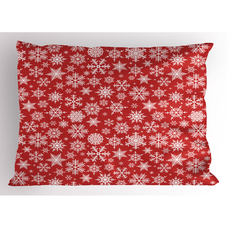 Holiday Red and White Snowflake Microfiber Pillow Sham Set