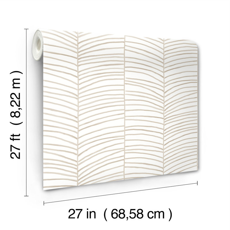 Cascade Palm Chevron Wallpaper, Dune