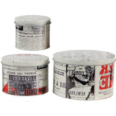 Yuva Decorative Box Set Of 3, Vintage Advertisement, Red White Metal Tin